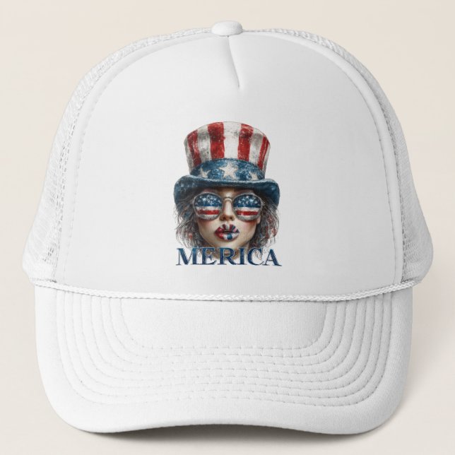 Boné Merica Girl, 4 de julho Gelam Girl com estrelas (Frente)