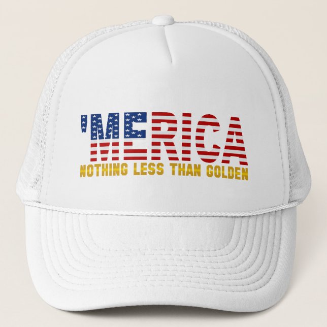 Boné 'MERICA "nada" chapéu menos do que dourado da (Frente)