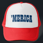 Boné Merica Trucker hat para a festa de 4 de julho<br><div class="desc">O chapéu de caminhoneiro Merica para a festa do dia da Independência de 4 de julho. Patriótico quarto do boné de julho. Equipe EUA.</div>