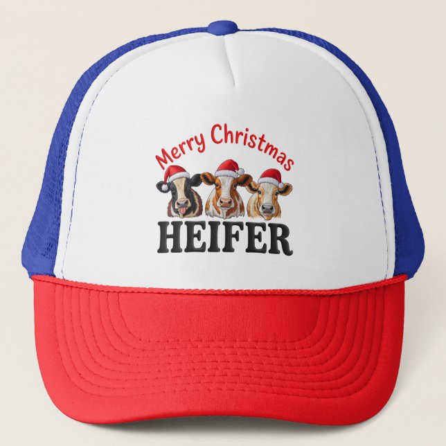Boné Merry Christmas Heifer Funny Cow Xmas Holiday (Frente)
