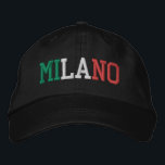 Boné MILANO "Milan" Itália Sinalizador Cores Verde Bran<br><div class="desc">MILANO "Milan",  nome da cidade italiana bordado com Itália Flag Colors Green White e Red sobre o chapéu de algodão preto. Faz um presente maravilhoso para quem adora o belo país da Itália!</div>