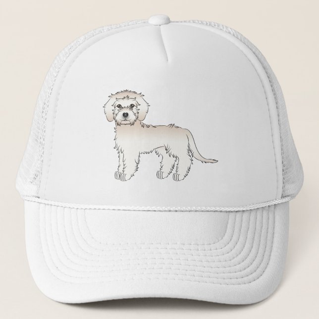 Boné Mini Goldendoodle Bege Desenho Animado Fofo Cachor (Frente)