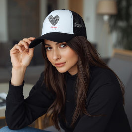 Boné Minimalist Heart Fingerprint Personalized Name