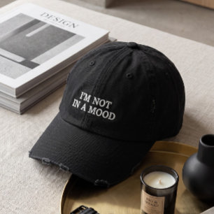 Boné Minimalista "Não Estou De Mau Humor" Desgastado