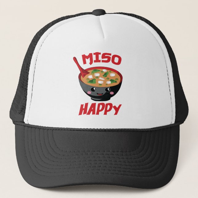 Boné Miso Happy Funny Comida Kawaii (Frente)