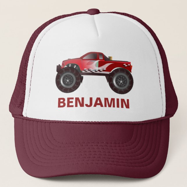 Boné Miúdos vermelhos do monster truck (Frente)