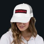 Boné Modelo Bold Font Big Text Womens Mens Segurança<br><div class="desc">Personalizar adição de imagem Logotipo da empresa Fonte grande texto aqui Modelo elegante moderno membro de segurança unisex feminino preto / vermelho / Boné branco / Chapéu do basebol / Trucker.</div>