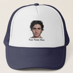 Boné Modelo de nome de foto de retrato personalizado mo