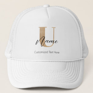 Boné Moderno Monograma Inicial U & Name Personalizado