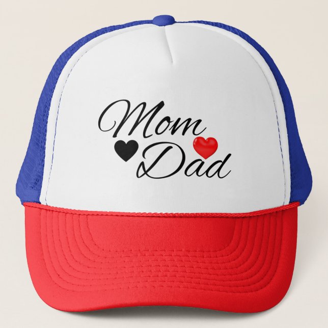 Boné Mom & Dad Hearts - Elegant Typography Family Love (Frente)