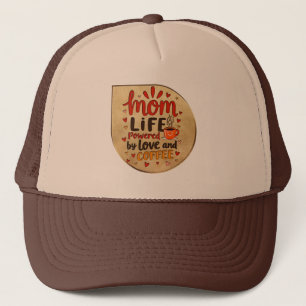Boné Mom Life Powered by Love and Coffee – Badge Style