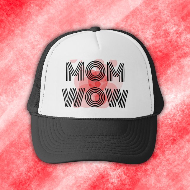 Boné MOM WOW preto em vermelho | (Criador carregado)