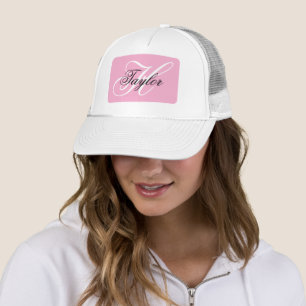 Boné Monograma Chique Preto e Branco Rosa