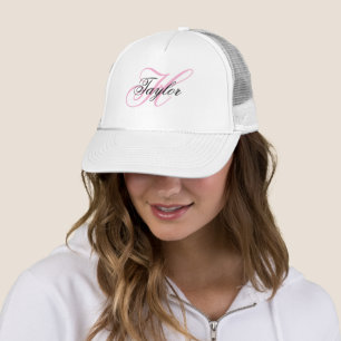 Boné Monograma Chique Preto e Rosa