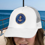 Boné Monograma de Âncora Branco Marinho Azul<br><div class="desc">Design de Monograma com Ancoragem de Stripe Branca Marinho Azul Náutico. Todos adoram decoração personalizada. Também nos especializamos em criar modelos fáceis para casas de aluguel de férias náuticas personalizadas e personalizadas. Facilitamos o gerenciamento de uma casa de aluguel bem-sucedida, seja decoração doméstica, como travesseiros, tapetes e arte em parede,...</div>