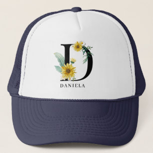 Boné Monograma Floral de Alfabeto Personalizado D