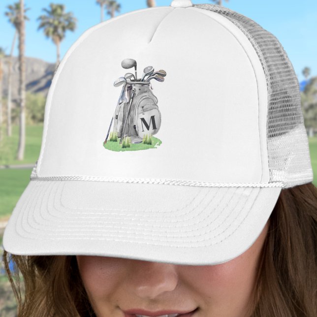 Boné Monograma Inicial de Golfe (Golf Initial Monogram Trucker Hat)