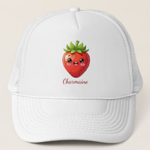 Boné Monograma morango kawaii fofo
