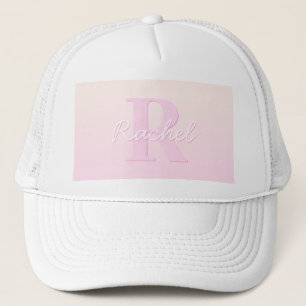 Boné Monograma Personalizável Fofo Ombre Rosa e Bege
