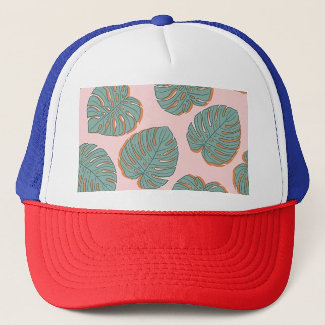Boné Monstera Leaf: Padrão Vintage Tropical (Frente)