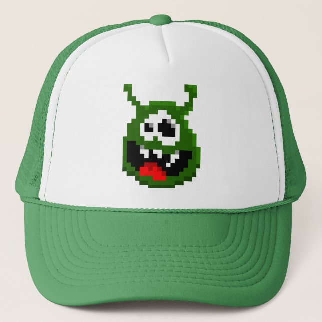 Boné Monstro Verde - Arte em Pixel (Frente)