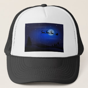Boné Moon Silhouettes Santa Claus Reindeers Papais noei