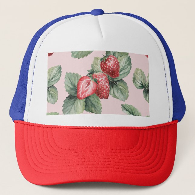 Boné Morangos De Rife De Verão: Cor Da Água Rosa (Frente)