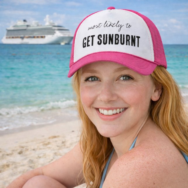Boné Most Likely To GET SUNBURNT Funny Cruise (Perfect beach hat for fair skin friends that easily get sunburned)