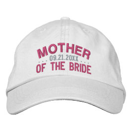 Boné Mother of the Bride Fun Saying Pink on White