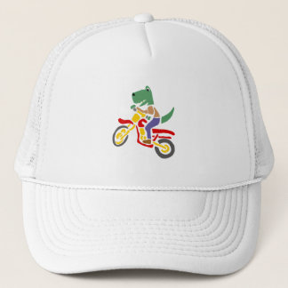 Boné Motocicleta Engraçado T-rex Dinossaur Dirigindo Su