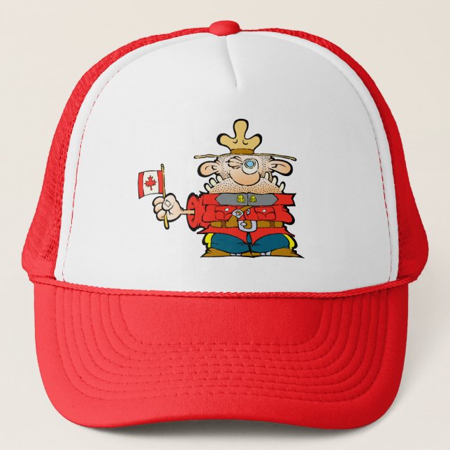 Boné Mountie canadense com uma bandeira de Canadá, eh. (Frente)