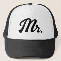 Mr & Mrs matching Trucker Hats for newlywed couple