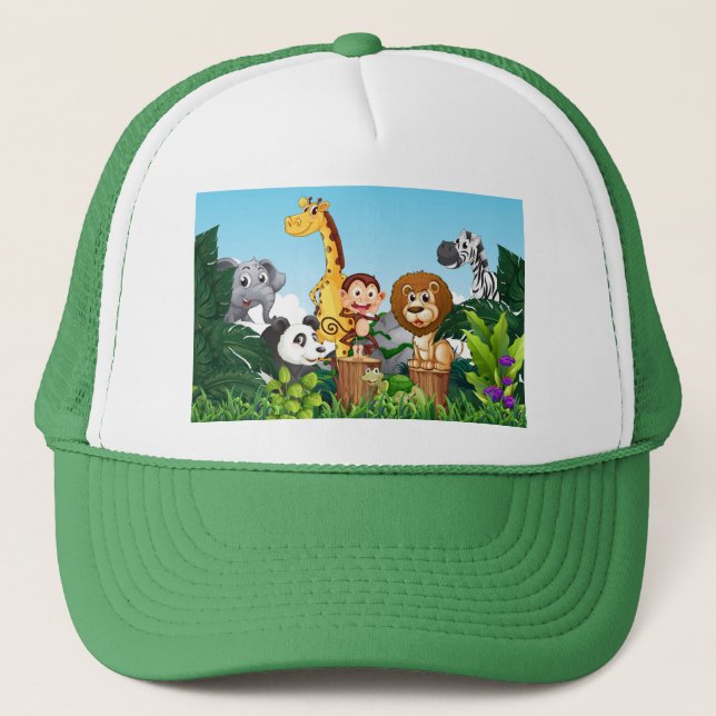 Boné Muitos animais de estimação na floresta (Frente)