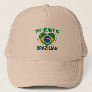 Boné My Heart Is Brazilian Cute Patriotic Design