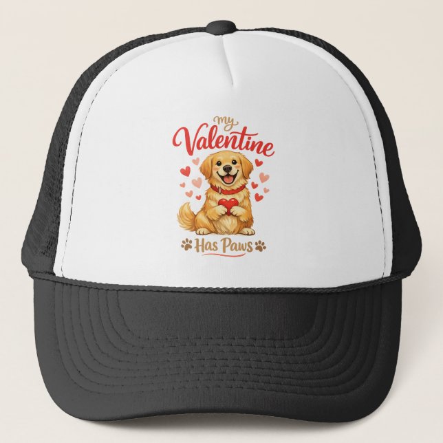 Boné My Valentine Has Paws Dog Lover Cap (Frente)