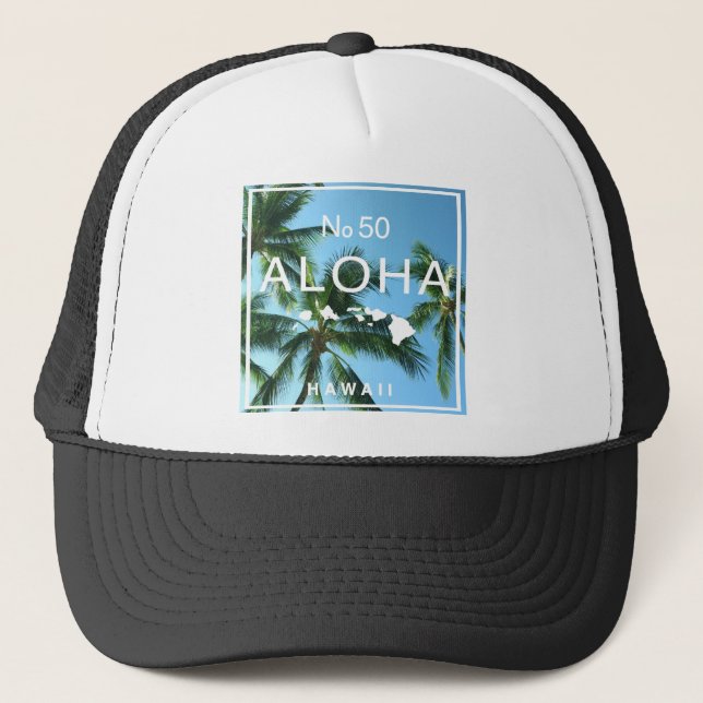 Boné Nº 50 Paraíso da Ilha da Palma Aloha Havaí (Frente)