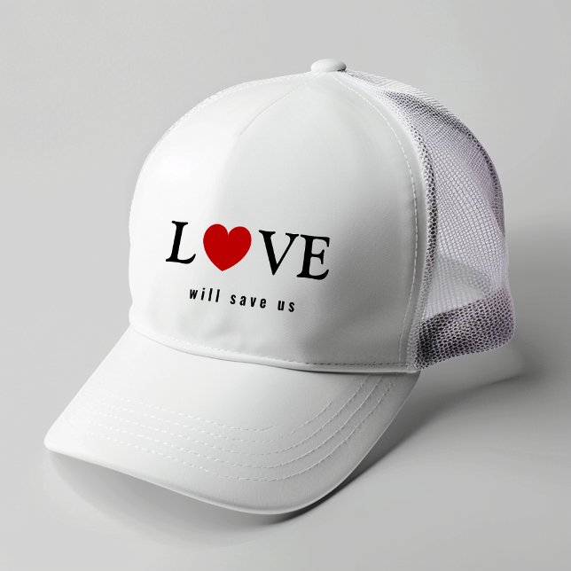 Boné Na moda Love nos salvará (Stylish Love Will Save Us Trucker Hat)