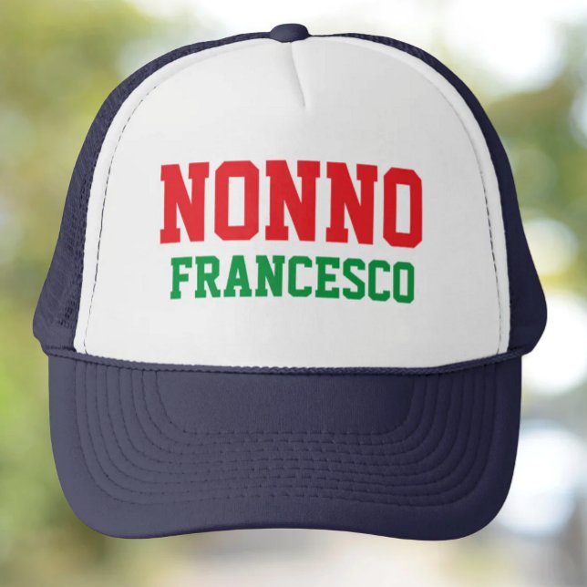 Boné Não Personalizar Hat do Caminhoneiro (Nonno Personalized Athletic Red and Green Fonts for Italian Grandfather)