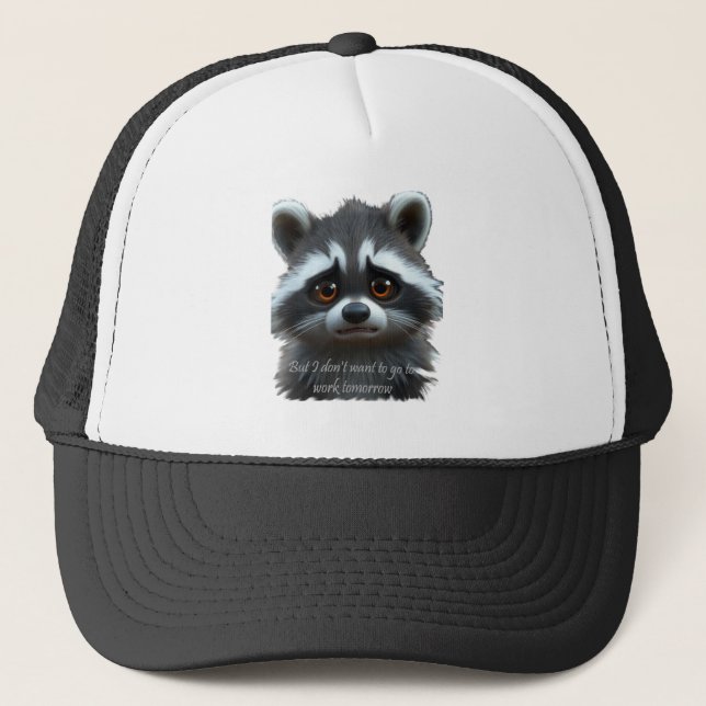 Boné Não quero trabalhar com o Raccoon Animal (Frente)