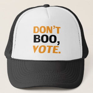 Boné "Não vaias, vota" preto, cor de laranja, branco,