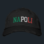 Boné NAPOLI Nápoles Itália Estilo Verde Vermelho Branco<br><div class="desc">NAPOLI "Nápoles" Nome da cidade italiana bordado com a Itália Flag Colors Green White e Red no estilo de vintage Black afrouxou chapéu de algodão. Faz um presente maravilhoso para quem adora o belo país da Itália!</div>