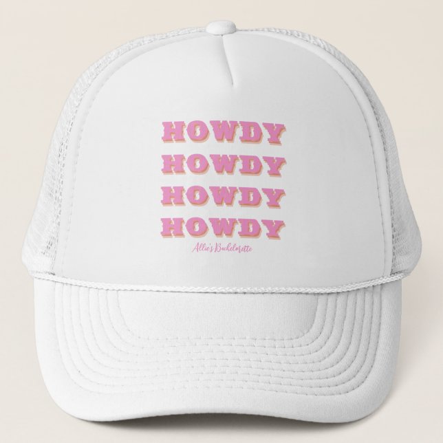 Boné Nashville Bachelorette Howdy Howdy Howdy Pink (Frente)