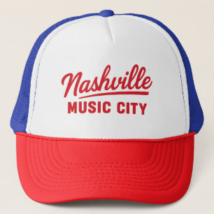 Boné Nashville Music City Retro Red Glow Design -