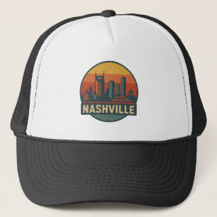 Boné Nashville Skyline Retro Sunset Crachá - Vintage