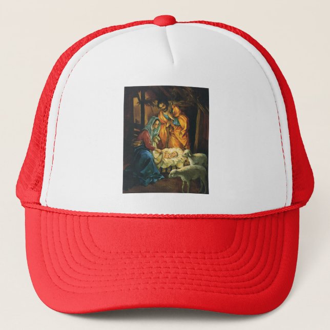 Boné Natais vintages Natividade Jesus em Manger (Frente)