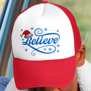 Boné Natal Acredita no Pai Natal - Chapéu Vermelho do P