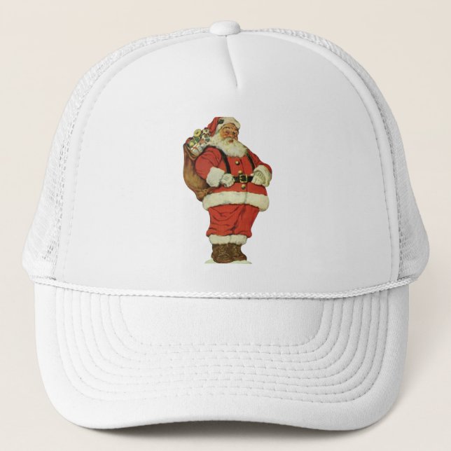 Boné Natal Antigo, Papai Noel Vitoriano com Brinquedos (Frente)