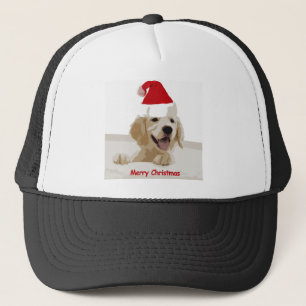 Boné Natal para o ouro do Retriever com Santa Hat