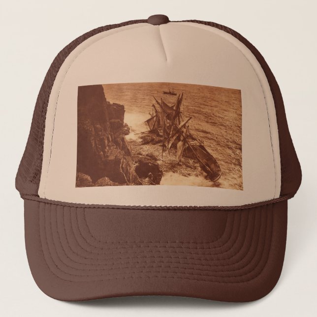 Boné Naufrágio Vintage - Foto antiga de navio à vela (Frente)