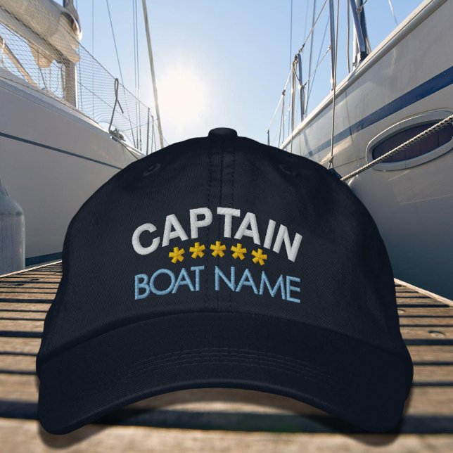 Boné Nautical Captain Your Boat Name Personalized Cap  (Criador carregado)
